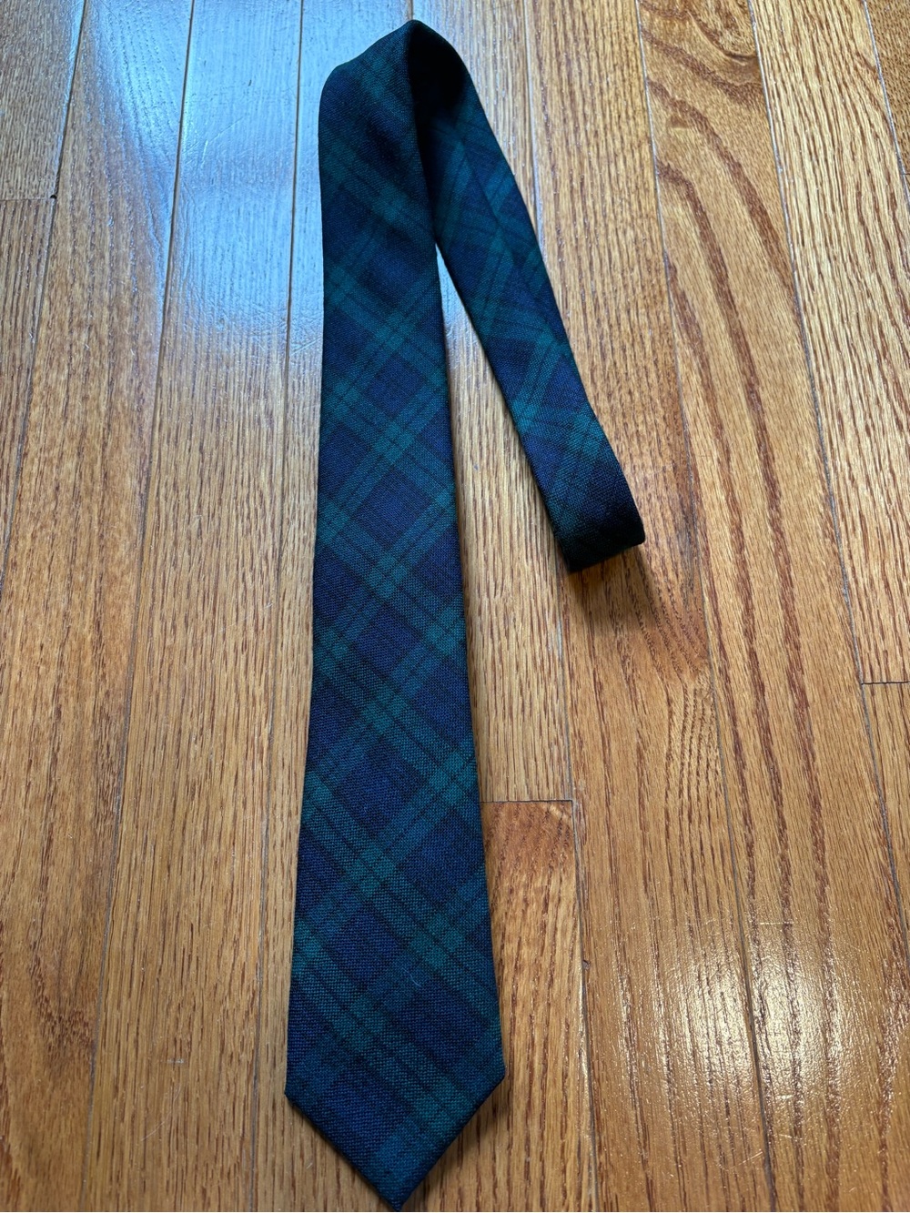 J. Crew Green and Navy Black watch Plaid Tartan Wool blend Tie